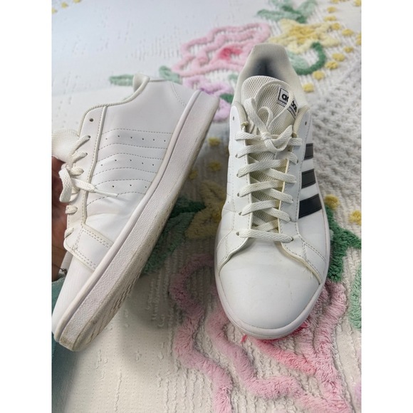 Adidas Grand Court Base White Black  10 Sneakers Mens Shoes Comfort Casual - Picture 3 of 8